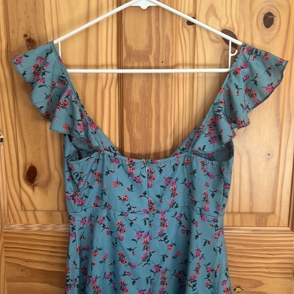 Shein Knot Front Ruffle Trim Floral Dress - Picture 6 of 10